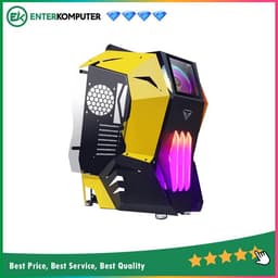 PRIME C-[R] BLACK YELLOW - ALUMUNIUM EXTREME GAMING CASE - DUAL SIDE TEMPERED GLASS - ARGB LED STRIP - INCLUDED 1Pcs 12CM ARGB FAN