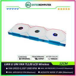 LIAN LI UNI FAN TL120 LCD Wireless WHITE Triple Pack with 1.6â€ LCD SCREEN & Controller - Two Light Zones for An Enhanced Visual Experience - Noise-Optimized and Performance-Oriented Fan - 12TLLCD1W3W