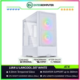 LIAN LI LANCOOL 207 WHITE - 4.0mm Tempered Glass - Front Side PSU with Direct GPU Airflow - Anti-Sag GPU - FREE 2Pcs 140MM ARGB Fan + 2Pcs 120MM PWM Fan - USB Type C Included
