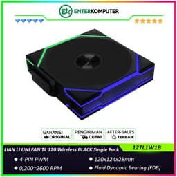 LIAN LI UNI FAN TL 120 Wireless BLACK Single Pack - Two Light Zones for An Enhanced Visual Experience - Noise-Optimized and Performance-Oriented Fan - 12TL1W1B