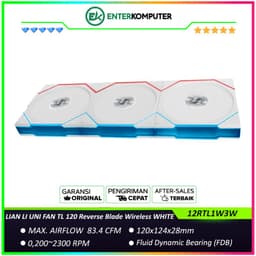 LIAN LI UNI FAN TL 120 Reverse Blade Wireless WHITE Triple Pack with Controller - Two Light Zones for An Enhanced Visual Experience - Noise-Optimized and Performance-Oriented Fan - 12RTL1W3W