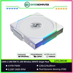 LIAN LI UNI FAN TL 120 Wireless WHITE Single Pack - Two Light Zones for An Enhanced Visual Experience - Noise-Optimized and Performance-Oriented Fan - 12TL1W1W