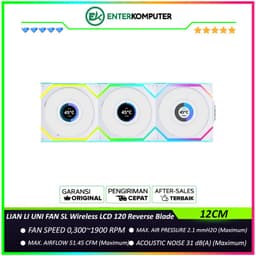 LIAN LI UNI FAN SL Wireless LCD 120 Reverse Blade WHITE Triple Pack with 1.6â€ LCD SCREEN & Controller - Two Light Zones for An Enhanced Visual Experience - 12RSLLCD1W3W