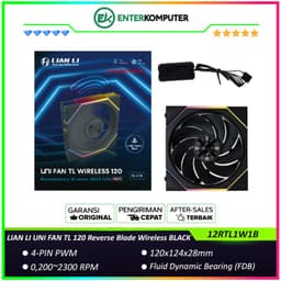 LIAN LI UNI FAN TL 120 Reverse Blade Wireless BLACK Single Pack - Two Light Zones for An Enhanced Visual Experience - Noise-Optimized and Performance-Oriented Fan - 12RTL1W1B
