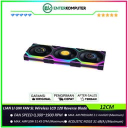 LIAN LI UNI FAN SL Wireless LCD 120 Reverse Blade BLACK Triple Pack with 1.6â€ LCD SCREEN & Controller - Two Light Zones for An Enhanced Visual Experience - 12RSLLCD1W3B