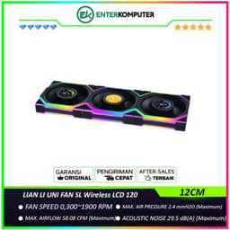 LIAN LI UNI FAN SL Wireless LCD 120 BLACK Triple Pack with 1.6â€ LCD SCREEN & Controller - Two Light Zones for An Enhanced Visual Experience - 12SLLCD1W3B