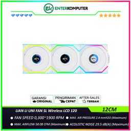LIAN LI UNI FAN SL Wireless LCD 120 WHITE Triple Pack with 1.6â€ LCD SCREEN & Controller - Two Light Zones for An Enhanced Visual Experience - 12SLLCD1W3W