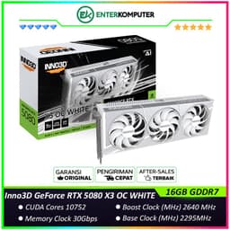 Inno3D GeForce RTX 5080 16GB GDDR7 X3 OC WHITE - Enormous Cooler with TRIPLE FAN - Garansi 3 Thn