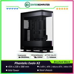 Phanteks Evolv X2 Brushed Black Unique See-through Glass Mid-Tower Case