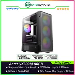 Antec VX300M ARGB - Mini Tower M-ATX Gaming Case - Stylish Mesh Front Panel - Tempered Glass Side Panel - Free 4Pcs 120mm ARGB Fans