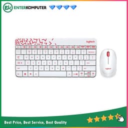 Logitech MK240 Nano Wireless Combo Keyboard and Mouse - White Vivid Red