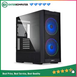 LIAN LI LANCOOL 206 RGB BLACK - Front Fine Mesh Panel - 4.0mm Tempered Glass Left Side Panel - FREE 2Pcs 160MM ARGB PWM Fan - USB Type C Included