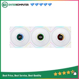 LIAN LI UNI FAN TL LCD120 WHITE Triple Pack with 1.6†LCD SCREEN & Controller - Dual Zone Lighting Effects - Empower with Customisable Display & Customisable Fan Speed - Dazzle with Infinity Mirror