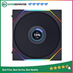 LIAN LI UNI FAN TL LCD120 Reverse Blade BLACK Single Pack with 1.6†LCD SCREEN - Dual Zone Lighting Effects - Empower with Customisable Display & Customisable Fan Speed - Dazzle with Infinity Mirror