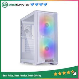 LIAN LI LANCOOL 215 WHITE - SIDE TEMPERED GLASS - FREE 2 PCS 20CM ARGB FANS + 1 PCS 12CM FAN