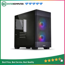 LIAN LI LANCOOL 205M MESH BLACK - mATX - Tempered Glass Left Side Panel - FREE 2Pcs 140MM ARGB PWM Fan