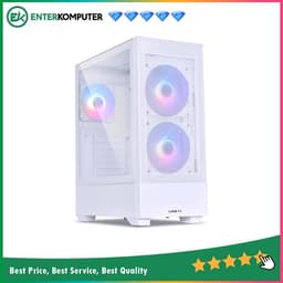 LIAN LI LANCOOL 205 MESH C WHITE - Tempered Glass Left Side Panel - FREE 2Pcs 140MM ARGB PWM Fan + 1Pc 120MM ARGB PWM Fan - USB Type C Included