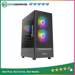 Antec NX410 V2 BLACK - ATX Gaming Case - Left Side Glass Door - FREE 2 PCS 14CM ARGB FANS + 1 PCS 12CM ARGB FANS