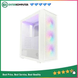 CUBE GAMING STARK WHITE - ATX - SIDE TEMPERED GLASS - FRONT MESH PANEL - PSU COVER - Dust Filter - FREE 3PCS 12CM RGB FAN