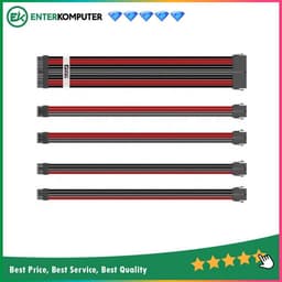 1STPLAYER STEAMPUNK MOD Sleeved Extension Cable Black+Red - 24Pin ATX Extension Cable, 2x 8Pin(4+4) EPS Cable, 2x 8Pin(6+2) PCI-e Cable