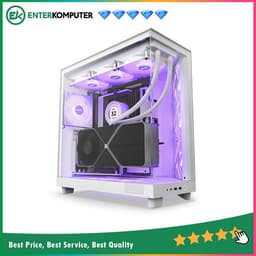 NZXT H6 Flow RGB White - Compact Dual-Chamber Mid-Tower Airflow Case with RGB Fans
