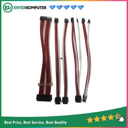 1STPLAYER STEAMPUNK MOD Sleeved Extension Cable Red+White - 24Pin ATX Extension Cable, 2x 8Pin(4+4) EPS Cable, 2x 8Pin(6+2) PCI-e Cable