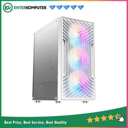 CUBE GAMING SWENS WHITE - mATX - All White Inside - LEFT SIDE TEMPERED GLASS - PSU COVER - DUST FILTER - Free 3PCS 12CM RAINBOW RGB FAN - Special Condition!!!