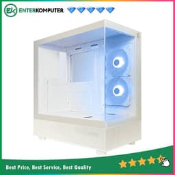 CUBE GAMING COMSEL WHITE - ATX Gaming Case - Front & Left Side Tempered Glass - USB Type C Included - Dust Filter - PSU Cover - FREE 2PCS 12CM ARGB FAN