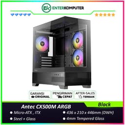 Antec CX500M ARGB - Mid-Tower Gaming Case - 4mm Tempered Glass Side Panel - Type-C 3.2 Gen 2 Ready - Free 2Pcs 120mm ARGB Fans Reverse + 1Pcs 120mm ARGB Fans