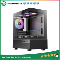 Antec CX200M RGB ELITE - Mid-Tower M-ATX Gaming Case - Tempered Glass Side Panel - Free 3Pcs 120mm RGB Fans + 2Pcs 120mm RGB Fans Reverse