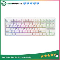 1STPLAYER DK6.0 White (Tenkeyless) Gaming Mechanical Keyboard 87 Keys Layout (Blue Switch) - Gasket Structure - RGB Backligting - ABS Keycap - Side Decorative Light Design
