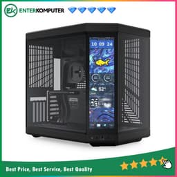 Hyte Y70 Touch Infinite Pitch Black - Modern Aesthetic Dual Chamber ATX Case with 14.9 Integrated LCD Touchscreen