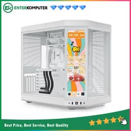 Hyte Y70 Touch Infinite Snow White - Modern Aesthetic Dual Chamber ATX Case with 14.9 Integrated LCD Touchscreen