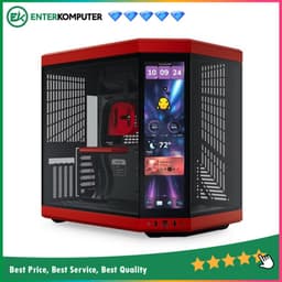 Hyte Y70 Touch Infinite Black Cherry - Modern Aesthetic Dual Chamber ATX Case with 14.9 Integrated LCD Touchscreen