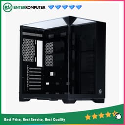 CUBE GAMING PREMIUM CIELO BLACK - ATX Gaming Case - Front-Top & Left Side Tempered Glass - Aesthetic Dual Chamber Design - Airflow Potential - Dust Filter