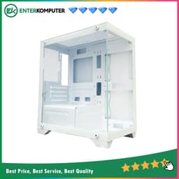 CUBE GAMING BLUEY WHITE - mATX Gaming Case - All White Inside - Front & Left Side Tempered Glass - Dust Filter - PSU Cover