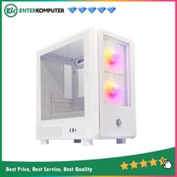 CUBE GAMING EPIOM GLASS WHITE - mATX Gaming Case - All White Inside - Left Side & Front Tempered Glass - Dust Filter - FREE 2PCS 12CM ARGB FAN