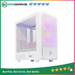 CUBE GAMING EPIOM MESH WHITE - mATX Gaming Case - All White Inside - Left Side Tempered Glass - Front Mesh Panel - Dust Filter - FREE 2PCS 12CM ARGB FAN