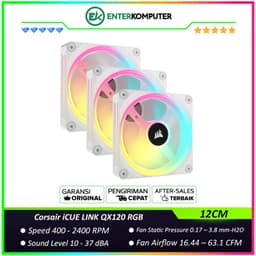 Corsair iCUE LINK QX120 RGB White 120mm PWM PC Fans Starter Kit with iCUE LINK System Hub