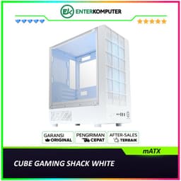 CUBE GAMING SHACK WHITE - mATX Gaming Case - All White Inside - Front Unique Design with Mesh & Left Side Tempered Glass - Dust Filter - FREE 2PCS 12CM ARGB Fan
