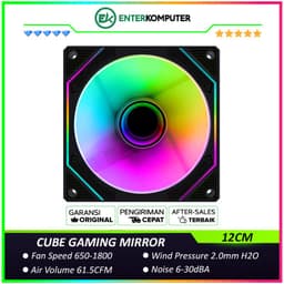 CUBE GAMING MIRROR Reverse BLACK Single Pack - Infinity Mirror 12CM ARGB Reverse PWM FAN