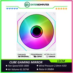CUBE GAMING MIRROR Reverse WHITE Single Pack - Infinity Mirror 12CM ARGB Reverse PWM FAN