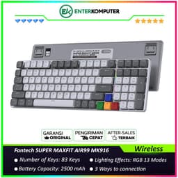 Fantech SUPER MAXFIT AIR99 MK916 95% Wireless Mechanical Gaming Keyboard - Grey (Brown Switch)