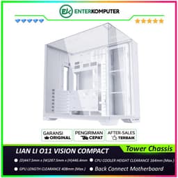 LIAN LI O11 VISION COMPACT WHITE - Collaboration with PCMR - Swappable Glass and Mesh TOP Panels - Back-CONNECT Motherboards Compatible - Modular Design - Brushed Aluminum - 3MM Top Tempered Glass & 4MM Tinted Side and Front Tempered Glass - USB Type C