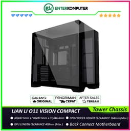 LIAN LI O11 VISION COMPACT BLACK - Collaboration with PCMR - Swappable Glass and Mesh TOP Panels - Back-CONNECT Motherboards Compatible - Modular Design - Brushed Aluminum - 3MM Top Tempered Glass & 4MM Tinted Side and Front Tempered Glass - USB Type C