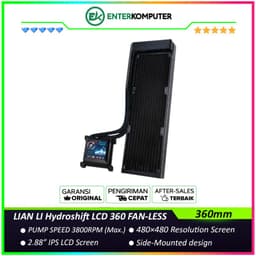 LIAN LI Hydroshift LCD 360 FAN-LESS BLACK with 2.88†IPS LCD Screen - Enhanced Display - Unleash Power, Elevate Style & High Performance - Side-Mounted Design with Optimized Cable Managment