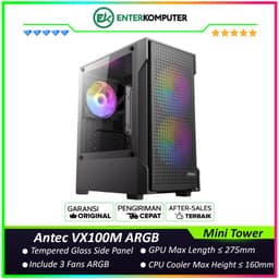 Antec VX100M ARGB - Mini Tower M-ATX Gaming Case - Stylish Mesh Front Panel - Tempered Glass Side Panel - Free 3Pcs 120mm ARGB Fans