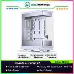 Phanteks Evolv X2 Silver White Unique See-through Glass Mid-Tower Case