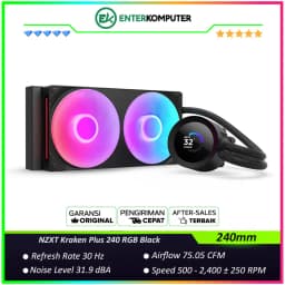 NZXT Kraken Plus 240 RGB Black 240mm RGB AIO Liquid Cooler with 1.54 LCD