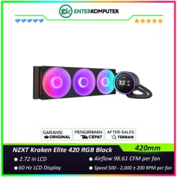 NZXT Kraken Elite 420 RGB Black 420mm AIO Liquid Cooler with 2.72 IPS LCD & RGB